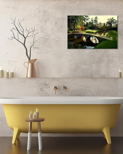 chenchenArt Augusta National Golf Course Wall Art for Living Room Bedroom Bathroom Home Decorations Golf Art Golf Picture Poster Canvas Prints Framed Ready to Hang(24''H x 36''W)