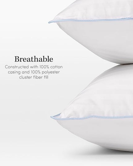 eLuxurySupply 2-Pack Premium Bed Pillows - Medium Density and Medium Loft Ideal for Back and Side Sleepers - 100% Cotton Casing - 20"X36" King Size