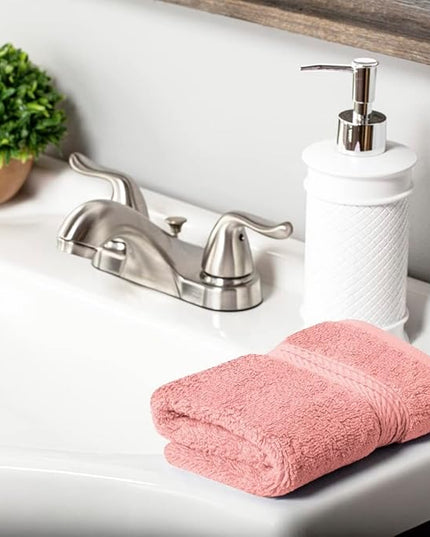 Superior Egyptian Cotton Pile Face Towel/Washcloth Set of 6, Ultra Soft Luxury Towels, Thick Plush Essentials, Absorbent Heavyweight, Guest Bath, Hotel, Spa, Home Bathroom, Shower Basics, Tea Rose