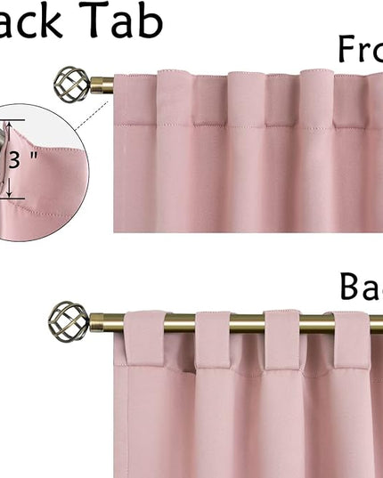 BGment Baby Pink Blackout Curtains 60 Inches Long for Girls Room - 34 x 60 inch Curtains Thermal Insulated Room Darkening Soundproof Rod Pocket and Back Tab Drapes for Bedroom, 2 Window Panels Set