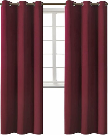 BGment Blackout Curtains - Grommet Thermal Insulated Room Darkening Bedroom and Living Room Curtains, Set of 2 Curtain Panels (42 x 84 Inch, Burgundy)