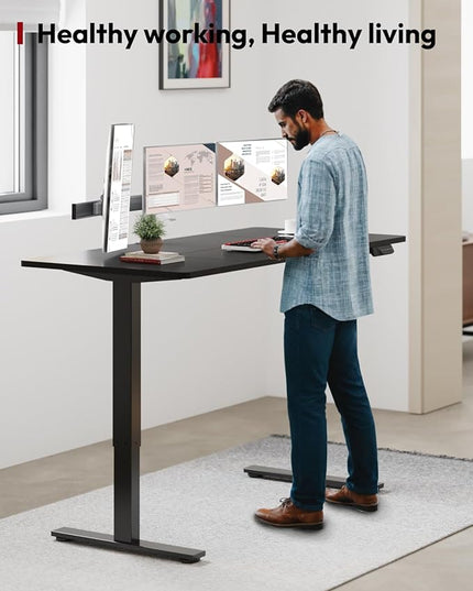 SANODESK Standing Desk Height Adjustable Electric Stand up Desk 79x32 Inches Sit Stand Home Office Desk with Splice Board, Black Frame/Black Top