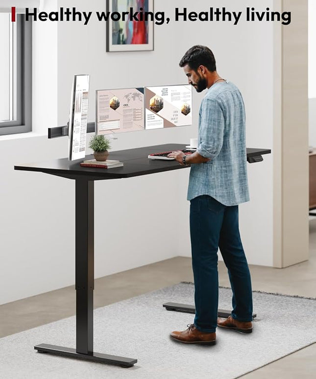 SANODESK Standing Desk Height Adjustable Electric Stand up Desk 71x32 Inches Sit Stand Home Office Desk with Splice Board, Black Frame/Black Top
