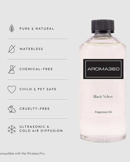 Aroma360 Fragrance Oil - Fragrance Oil Inspired by Edition Hotel - Scents Include Smokey Black Tea, Rose & Amber - Black Velvet, 500mL/16.9 fl oz