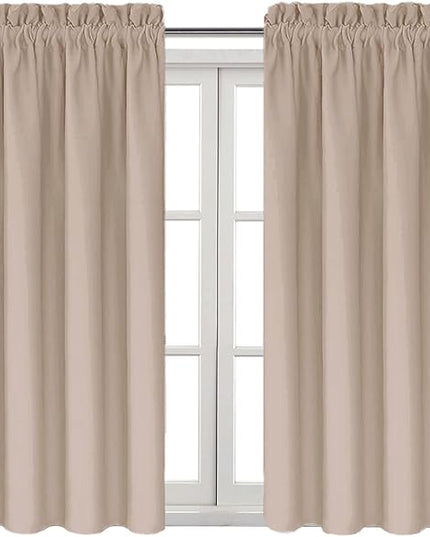 DWCN Blackout Curtains for Living Room Thermal Insulated, Energy Saving & Noise Reducing Bedroom Curtains, Camel, W 38x L 54 Inch, Set of 2 Rod Pocket Curtain Panels