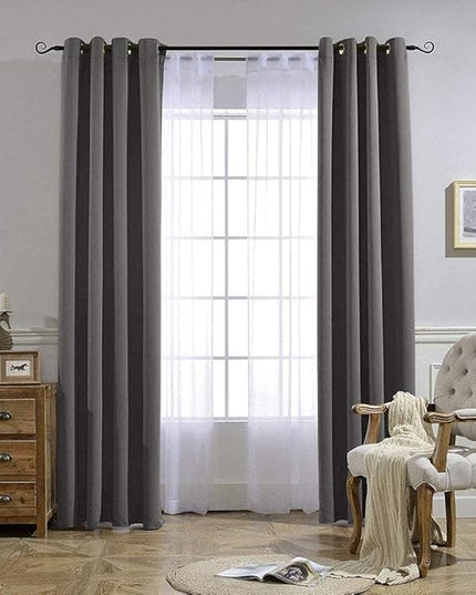 NICETOWN Gray Blackout Curtains for Bedroom 84 inches Long - Thermal Drapes Grommet Room Darkening Light Blocking Curtains Window Treatments for Living Room (2 Panels, W52 x L84, Grey)