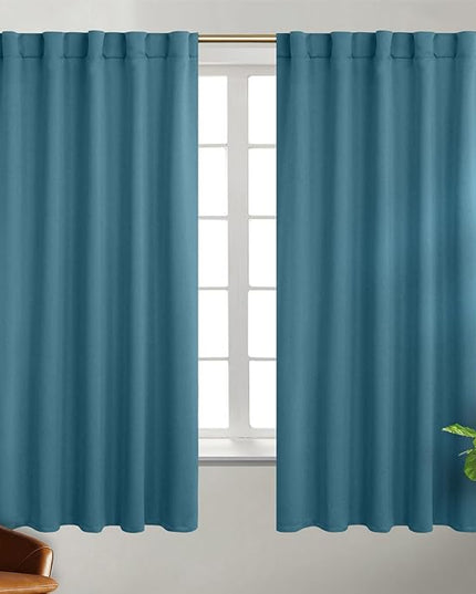 BGment Window Curtains for Bedroom - 63 Inch Rod Pocket and Back Tab Thermal Insulated Room Darkening Curtains for Living Room, 2 Curtain Panels (42 x 63 Inch, Steel Blue)