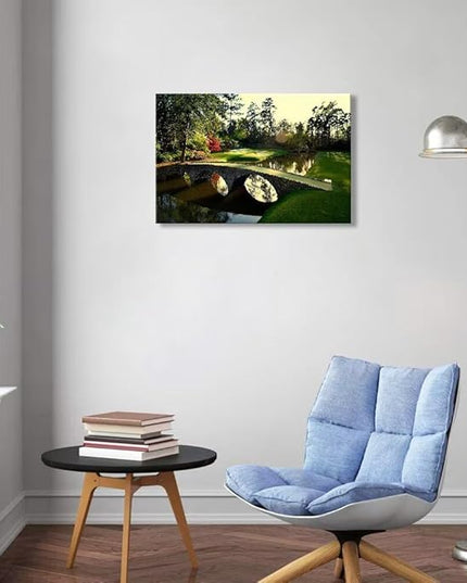 chenchenArt Augusta National Golf Course Wall Art for Living Room Bedroom Bathroom Home Decorations Golf Art Golf Picture Poster Canvas Prints Framed Ready to Hang(24''H x 36''W)