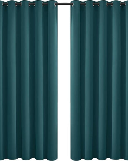 Yakamok Blackout Curtains for Bedroom 2 Panels Set Thermal Insulated Room Darkening Dark Black Out Drapery Grommet Window Treatments Drapes for Living Room, 70x84, Dark Teal