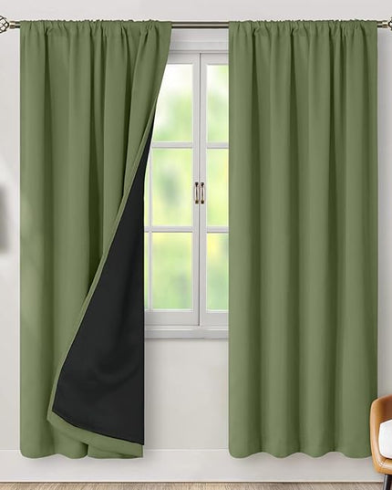 BGment Blackout Curtains for Living Room 84 Inch Length 2 Panels Set, Full Room Darkening Thermal Insulated Noise Cancelling Privacy Window Curtains with Rod Pocket, Each Panel 42 Inch, Grass Green