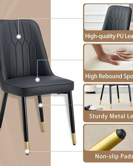 Modern Dining Table Set for 4, 62'' Sintered Stone Table, 4 Chairs, Easy to Assemble
