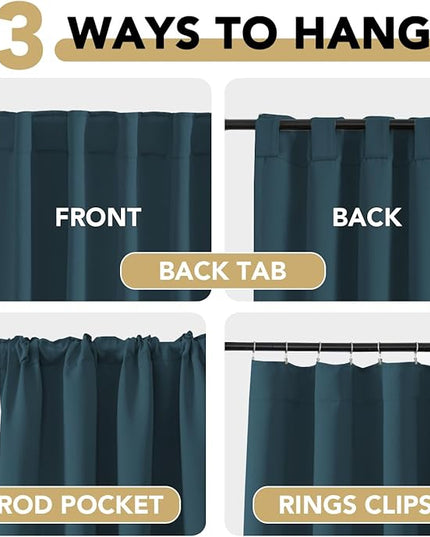H.VERSAILTEX Blackout Curtains Thermal Insulated Window Treatment Panels Room Darkening Blackout Drapes for Living Room Back Tab/Rod Pocket Bedroom Draperies, 52 x 96 Inch, Dark Teal, 2 Panels