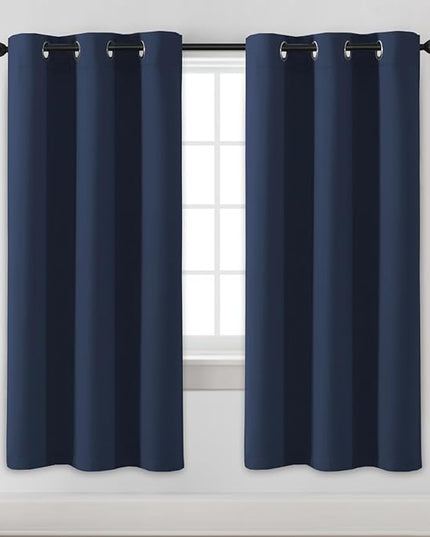H.VERSAILTEX Blackout Curtains for Bedroom Thermal Insulated Room Darkening Living Room Curtains 72 Inch Long Grommet Privacy Protection Window Curtain Panels/Drapes for Nursery, 2 Panels, Navy Blue