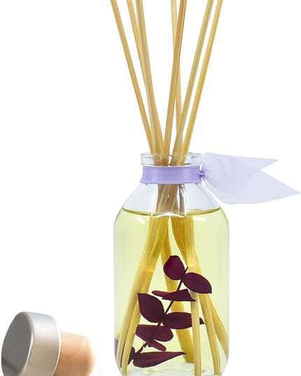 LOVSPA Reed Diffuser Set, DE-Stress Lavender Eucalyptus Scented Oil Diffuser with Sticks, Home Fragrance Accessories for Bathroom Shelf Decor, Aroma Diffusers for Home or Office Desk, USA Made
