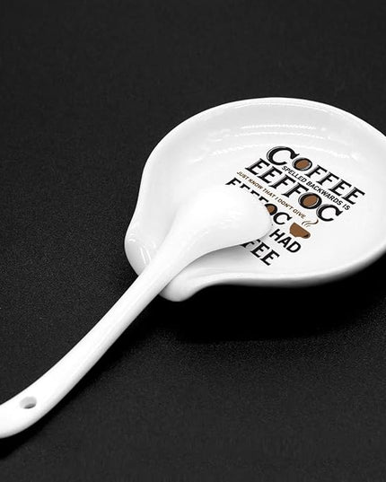Funny Coffee Colored Pattern Ceramic Coffee Spoon Holder-Coffee Spoon Rest -Coffee Station Decor Coffee Bar Accessories-Coffee Lovers Gift for Women and Men-Coffee Spelled Backwards is eeffoc