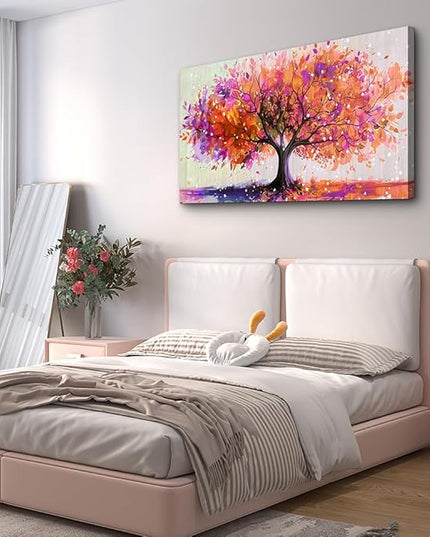 Wapluam Large Wall Decor For Office Canvas Wall Art For Living Room Bedroom Decorations Red Tree Wall Paintings Abstract Watercolour Colorful Pictures Artwork Canvas Posters Home Decor Mural 30" x 60"