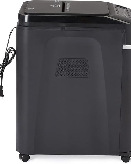 Amazon Basics 200-Sheet Auto Feed Cross Cut Paper Shredder with Pullout Basket, Black
