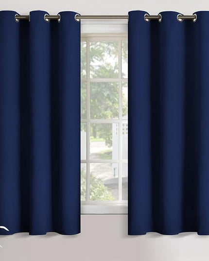 YoungsTex Navy Blue Blackout Curtains 63 Inches Long for Bedroom - Room Darkening Drapes with Grommet Thermal Insulated Privacy for Living Room Windows, 2 Panels, 42 x 63 Inch