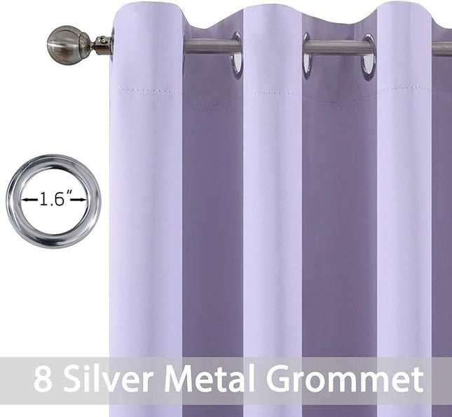 Yakamok Blackout Small Window Curtains with Grommet Top, Room Darkening Thermal Insulated Window Panel Drape for Bedroom Bathroom, 52Wx36L, Lilac, 2 Panels
