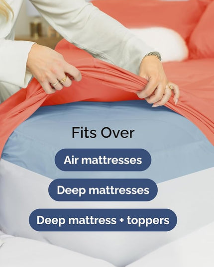 Extra Deep Full Sheet Set - 6 Piece Breathable and Cooling Sheets - Hotel Luxury Bed Sheets Set - Easy & Secure Fit - Soft, Wrinkle Free and Comfy Sheets Set - Coral Sheet Set with Extra Deep Pockets