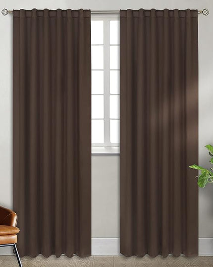BGment Rod Pocket and Back Tab Blackout Curtains for Bedroom - Thermal Insulated Room Darkening Curtains for Living Room, 2 Window Curtain Panels (52 x 84 inch, Brown)