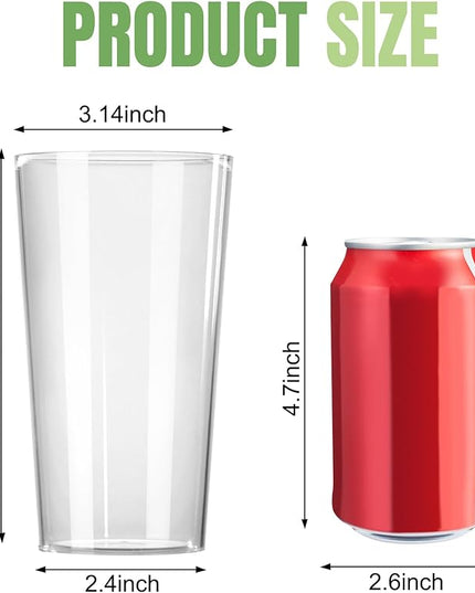 Liacere Plastic Drinking Glasses Set of 12-18oz Highball Clear Reusable Plastic Glasses Colors, Water Glasses Cups, Bar Tumbler Glassware Set for Beer, Juice, Cocktail, Milk