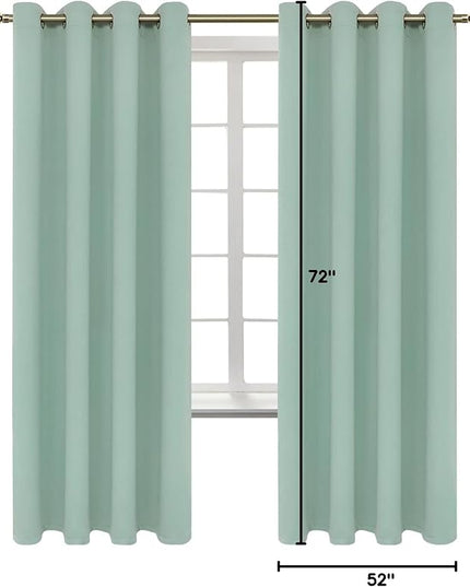 BGment Blackout Curtains - Grommet Thermal Insulated Room Darkening Bedroom and Living Room Curtains, Set of 2 Panels (52 x 72 Inch, Frosty Green)
