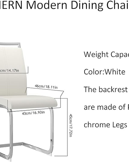 5 Piece Dining Table Table Set, Modern Tempered Glass Dining Table Set for 4 Kitchen Table Set with 4 Upholstered Chairs for Kitchen Dining Room (Sliver Table with White Chairs)