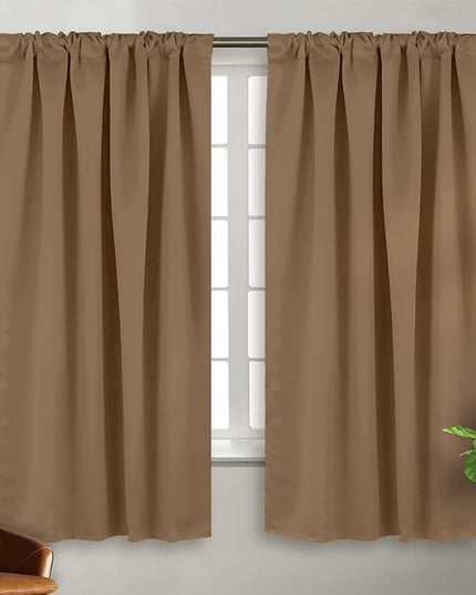 BGment Rod Pocket and Back Tab Blackout Curtains for Bedroom - Thermal Insulated Room Darkening Curtains for Living Room, 2 Window Curtain Panels (42 x 63 Inch, Taupe)
