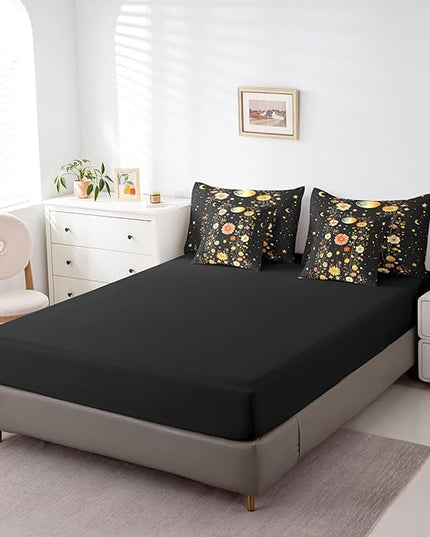 Feelyou Gothic Nature Comforter Set Queen Size 7 Pieces Comforters Bohemian Bedding Set Butterfly Moth Flower Bed Set Bed in a Bag with Comforter, Sheets, Pillowcases & Cushion Covers