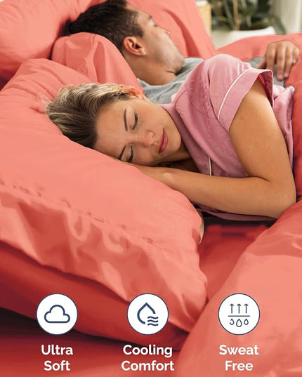 Extra Deep King Sheet Set - 6 Piece Breathable and Cooling Sheets - Hotel Luxury Bed Sheets Set - Easy & Secure Fit - Soft, Wrinkle Free and Comfy Sheets Set - Coral Sheet Set with Extra Deep Pockets