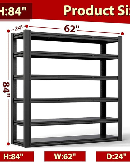 Heavy Duty Storage Shelves Unit, Adjustable Metal Garage Shelving,4200LBS Garage Storage Industrial Shelves,Storage Racks,Steel Shelf Suitable for Shop,Warehouse,Basement
