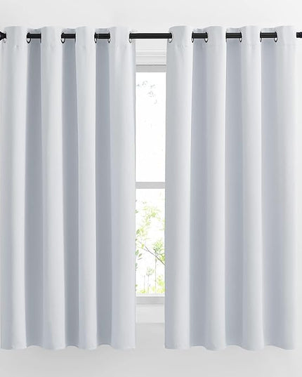 NICETOWN Greyish White Room Darkening Curtain Panels - Window Treatment Thermal Insulated Grommet Room Darkening Curtains/Drapes for Bedroom (2 Panels, 52 by 63, Greyish White)
