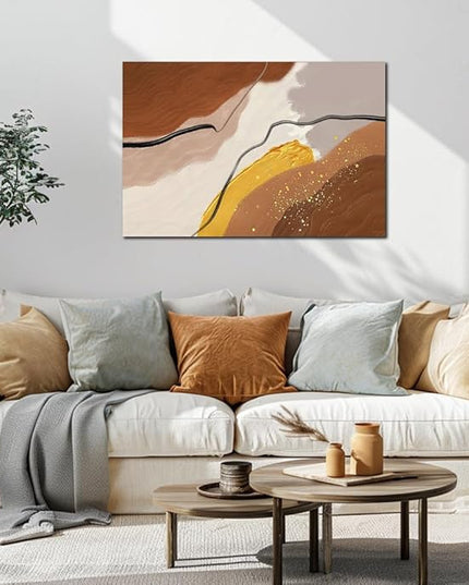 Abstract Wall Art for Living Room Boho Wall Decor Mid Century Modern Prints Pictures Abstract Geometric Painting for Bedroom Orange Minimalist Artwork for Bathroom Home Office Decorations