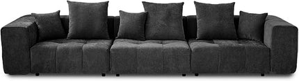 JACH 144 Inch Modular Sofa, Mid Century Modern Extra Deep Corner Seat Couch, 3-Seater Sofas for Living Room, Sectional Couches, Cozy Sofa for Apartment, Living Room (Linen Fabric, Black)