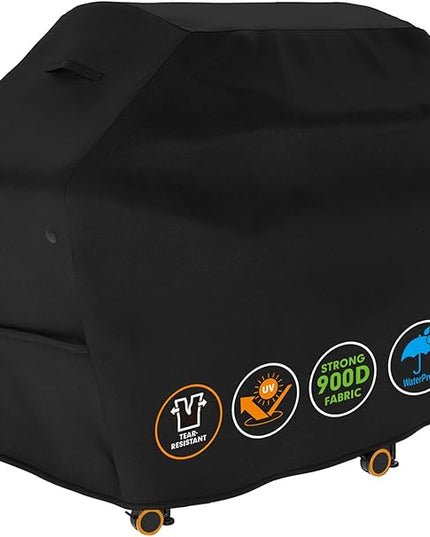 Tuyeho Grill Cover 65 x 30 x 46 inch, 900D Heavy Duty Gas BBQ Cover w/Side Fasteners Straps, Waterproof & Weather Resistant for Your Weber, Char-Broil, Brinkmann, Holland, Jenn Air (Black)