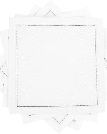 White Cotton Cocktail Napkins - 100% Cotton - 50 x pack - 4.5” x 4.5” - Hotel Quality, Soft & Absorbent, Ideal for Home, Party & Special Events, Bridal Showers, Wedding, Anniversary & Birthdays.