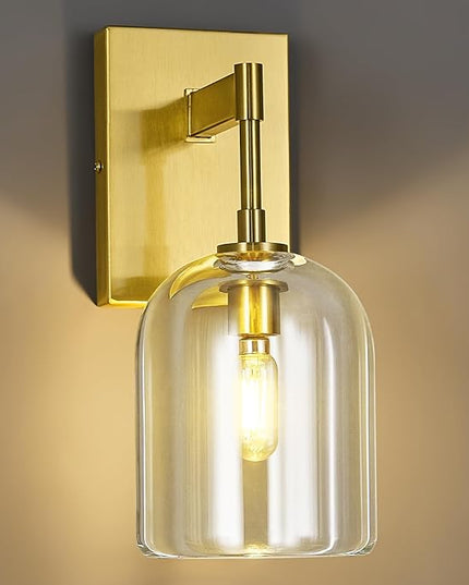 Modern Crystal Wall Sconces Indoor Gold Wall Lamp Vanity Wall Lighting for Bathroom Bedroom Living Room Stair（1Pack）