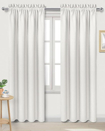 DWCN Blackout Curtains Thermal Insulated, Energy Saving & Noise Reducing Bedroom and Living Room Curtains, Ivory, W 42x L 84 Inch, Set of 2 Rod Pocket Curtain Panels
