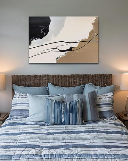 Abstract Wall Art Canvas Decor Large Abstract Art Paintings for Living Room Brown and Grey Fantasy Graffiti Pictures for Home Bedroom Kitchen Decorations (32x48inches)