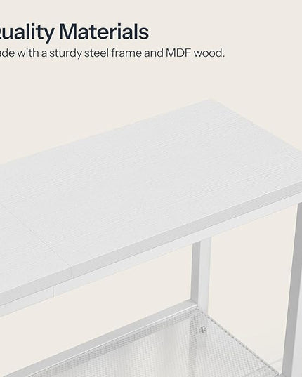 HOOBRO 29.5" Narrow Console Table, 3-Tier Entryway Table, Thin Sofa Table with Shelves, Side Table, Display Table, for Hallway, Entrance, Living Room, Bedroom, White WW73XG01