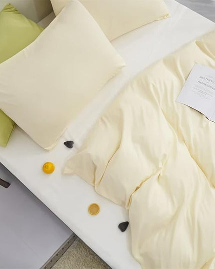 Houseri Ivory Comforter Set Queen Beige Yellow Bedding Size Off White Sets for Women Girls Cream Blanket Queen(90''*90''-Comforter)