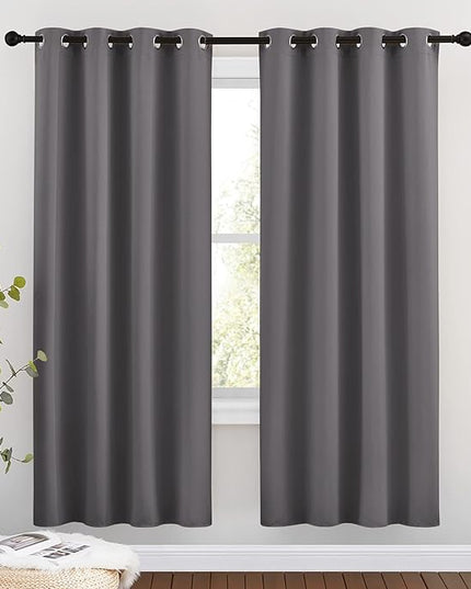 NICETOWN Blackout Window Curtains 72" L - Grommet Top Room Darkening Thermal Insulated Vertical Window Drapes Modern for Flat/Apartment (2 Panels, 46 x 72 Inch, Grey)