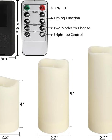 Set of 24 Waterproof Outdoor Flameless Candles, LED Candles with 4 Remote and Timer,(H 4" 5" 6" x D 2.2"),for Christmas,Halloween,Wedding,Festival