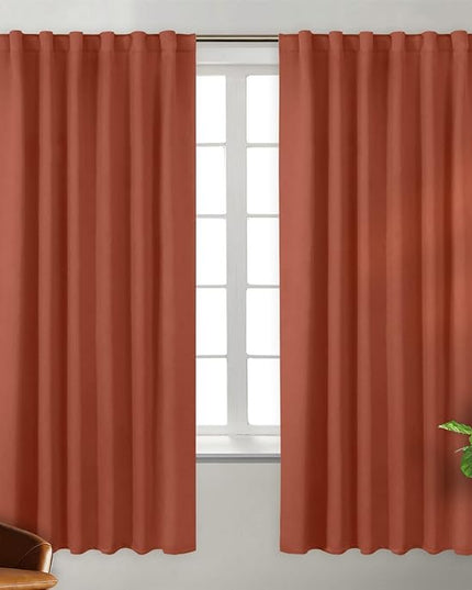 BGment 72 inch Terracotta Blackout Curtains - Rod Pocket and Back Tab Light Blocking Thermal Insulated Soundproof Privacy Curtains for Bedroom/Living Room Fall Home Decor, 2 Panels, 52 x 72 Inch