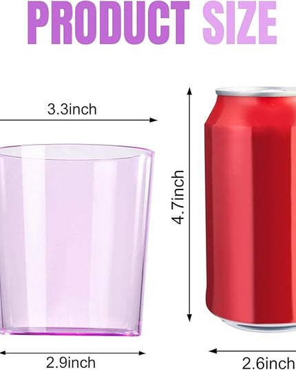 Liacere Plastic Drinking Glasses (Set of 12) 14 oz Purple Plastic Glasses Colors，Kitchen Water Glasses Cup, Bar Tumbler Glassware Set for Beer, Juice, Cocktail, Whiskey, Milk for Valentine’s Day