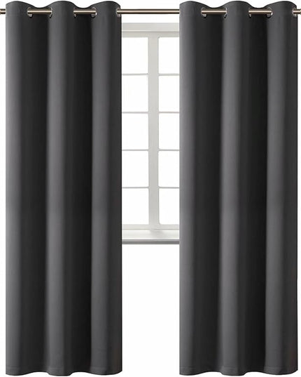 BGment Blackout Curtains - Grommet Thermal Insulated Room Darkening Bedroom and Living Room Curtain, Set of 2 Panels (42 x 84 Inch, Dark Grey)