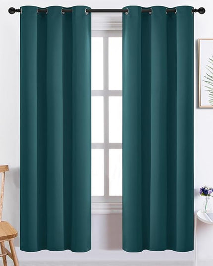 Yakamok Blackout Curtains for Bedroom 2 Panels Set 72 Inch Length Thermal Insulated Room Darkening Dark Black Out Drapery Grommet Window Treatments Drapes for Living Room, 38x72, Dark Teal