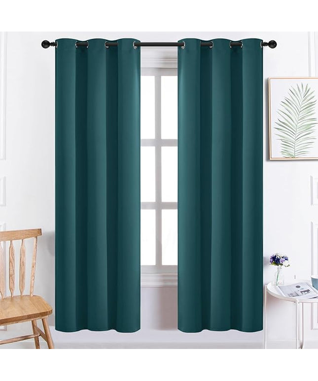 Yakamok Blackout Curtains for Bedroom 2 Panels Set 72 Inch Length Thermal Insulated Room Darkening Dark Black Out Drapery Grommet Window Treatments Drapes for Living Room, 38x72, Dark Teal