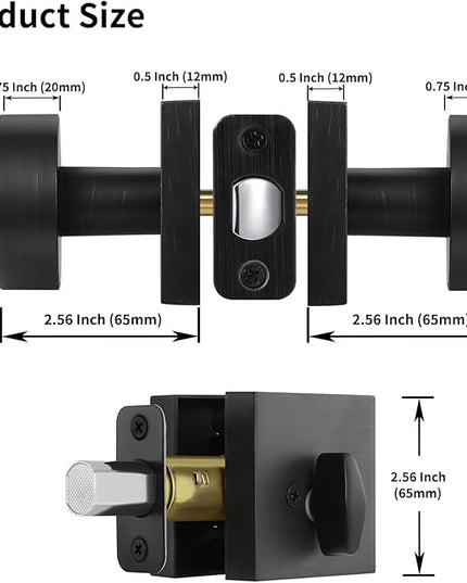 Exterior Door Knob with Single Cylinder Deadbolt Lock Set, Round Entry Door Knob with Deadbolt Locksets, Front Door Lock Set, Front Door Handle and Deadbolt Set, Oil Rubbed Bronze